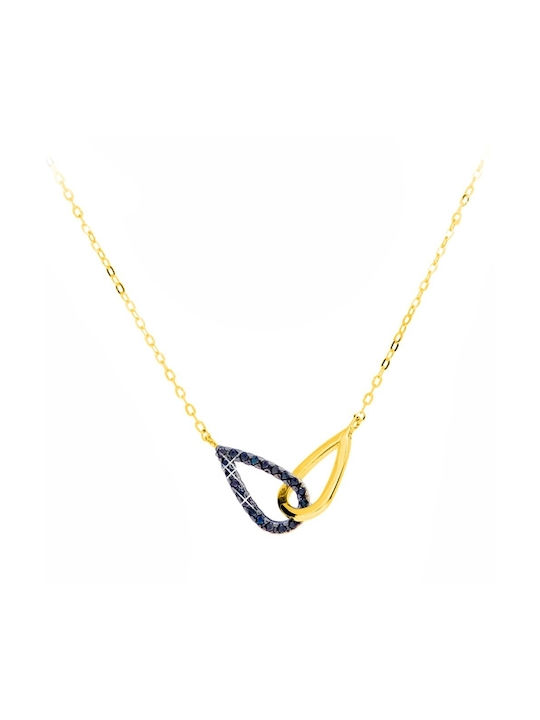 Xrisokosmima Necklace Double from Gold 14K with Zircon