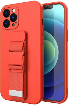 Hurtel Rope Back Cover Silicone 1mm with Strap Red (Galaxy A51)