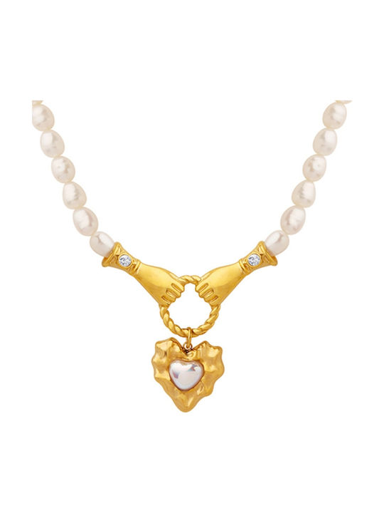 Callajewels Κολιέ με σχέδιο Καρδιά με Πέρλες
