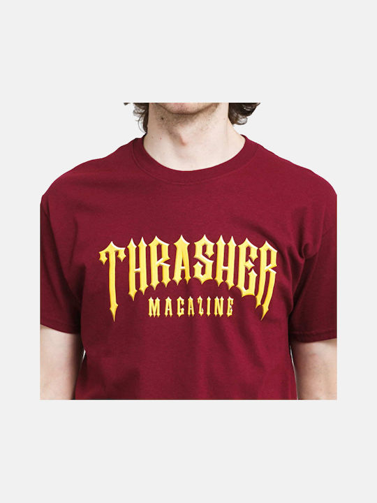 Thrasher T-shirt Bărbătesc cu Mânecă Scurtă Maroon