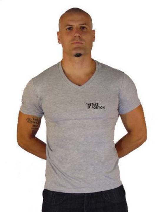 Takeposition Men's Short Sleeve T-shirt with V-Neck GRI