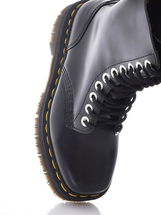 1490 Quad Leather Women's Ankle Boots with Medium Heel Black