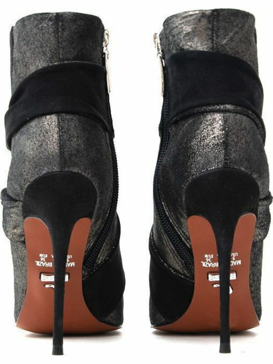 Leather Women's Ankle Boots Silver