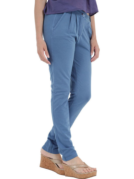 Pantaloni Dama Din Țesătură Cu Fit Regular Albastru