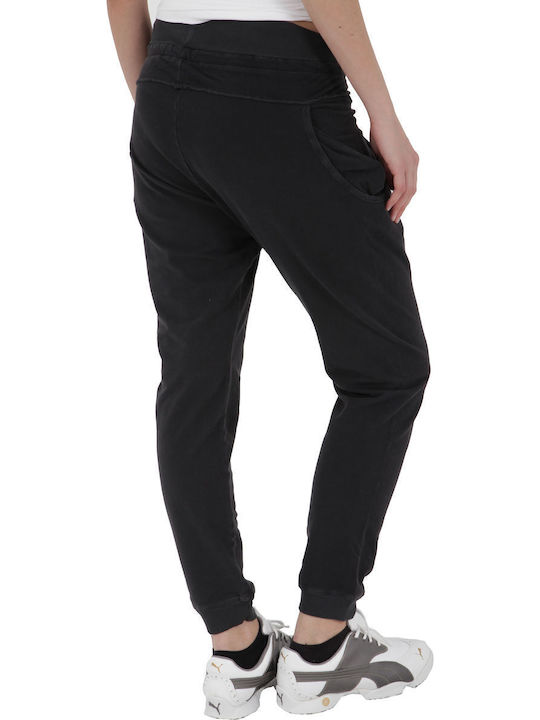 Dama Tesatura Pantaloni cu Elastic Negru