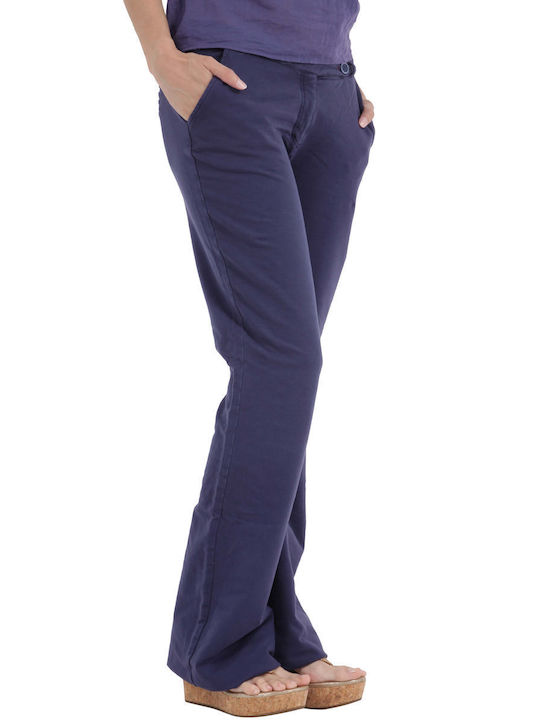 Freddy Women's Cotton Trousers in Regular Fit Blue