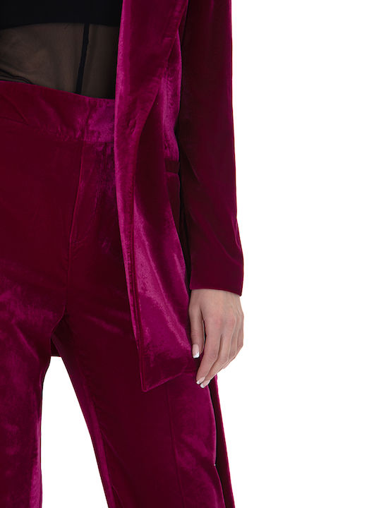 Pants Damen Hoch tailliert Stoff Hose in Geradem Schnitt Fuchsia