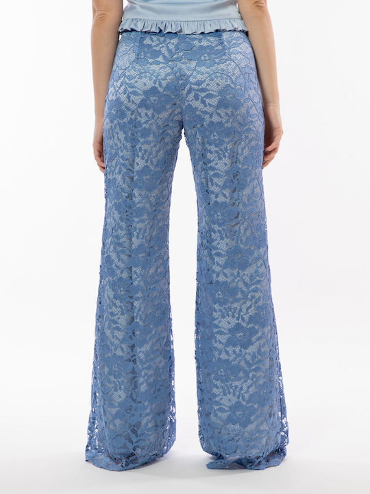 Women's Fabric Trousers Light Blue