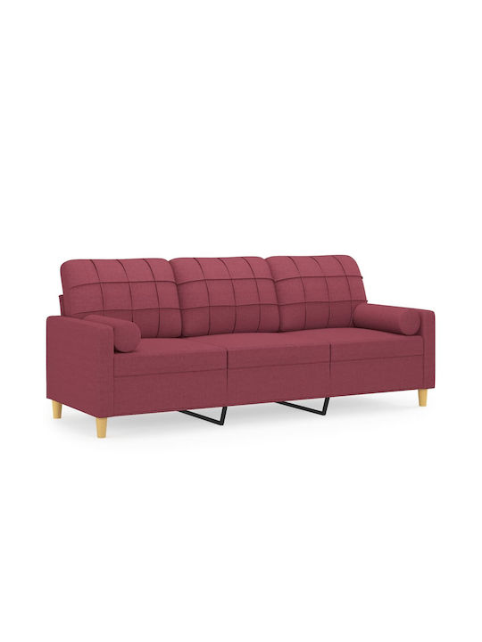 Dreisitzer Sofa Rot mit Dekokissen 198x77x80cm