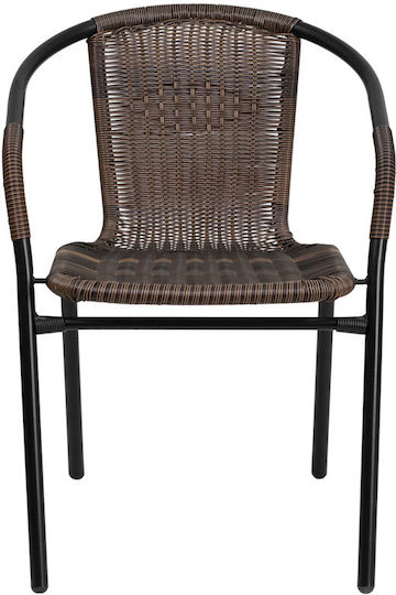 Καρέκλα Εξωτερικού Χώρου Rattan Sc-037 Καφέ 54x61x73εκ.
