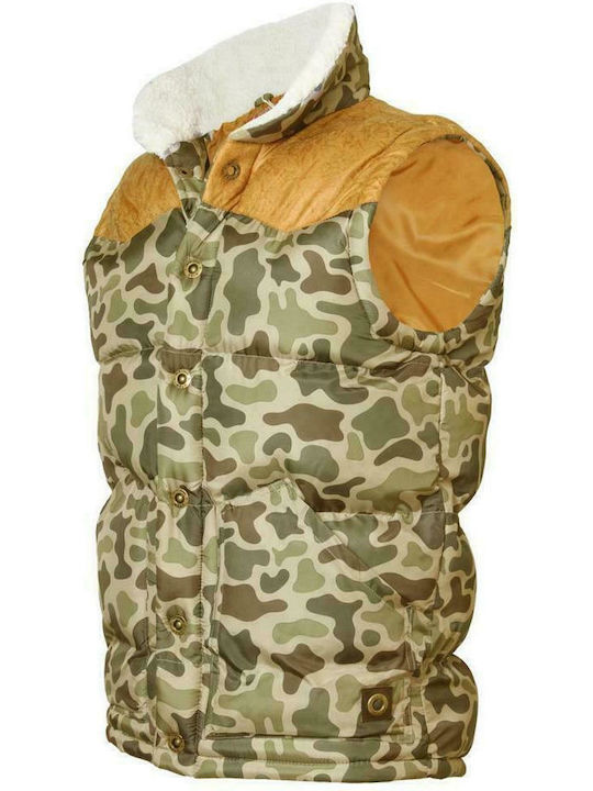 Tokyo Laundry Men's Winter Sleeveless Puffer Jacket Camo Green