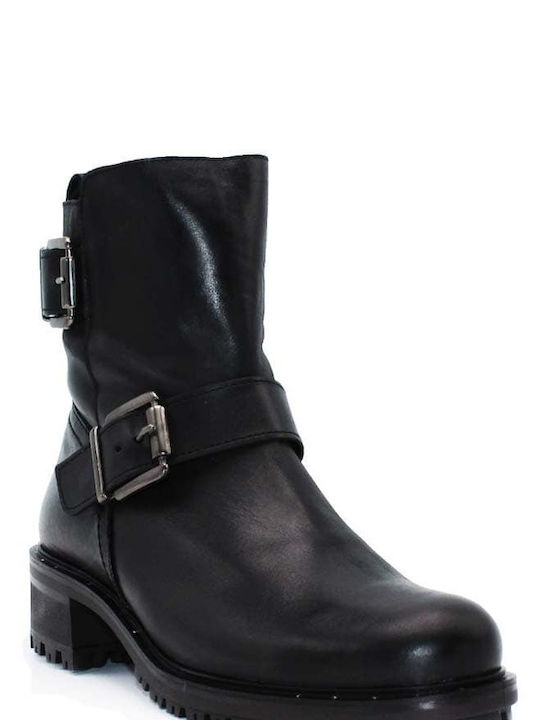 Wonders Leder Damen Knöchelstiefel Schwarz