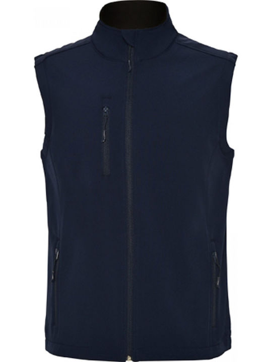 Roly Men's Sleeveless Softshell Jacket Waterproof and Windproof Navy.