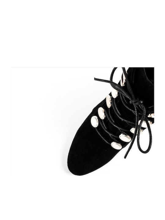 Leder Stiefeletten Damen Schwarz