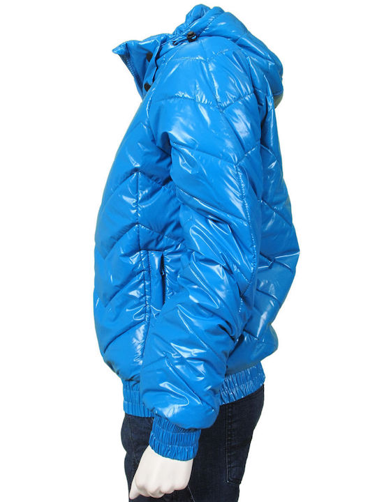 Hummel Leslie Kurz Damen Puffer Jacke für Winter Blau