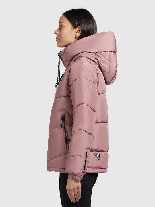 Women's Long Puffer Jacket for Winter Pink