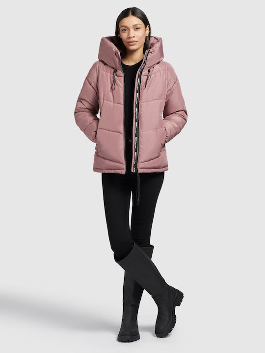 Women's Long Puffer Jacket for Winter Pink