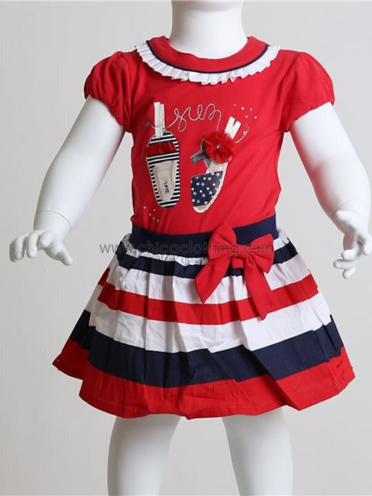 Chica Kids Set with Skirt Summer 2pcs Red