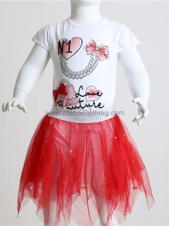 Chica Kids Set with Skirt Summer 2pcs Red