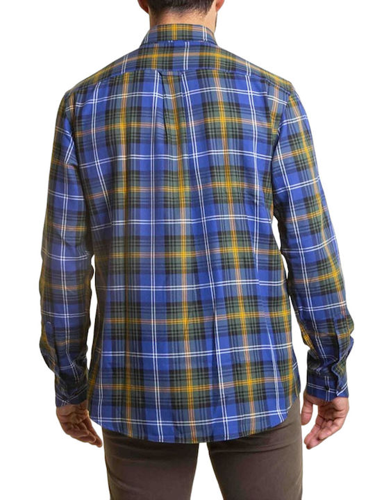 The Bostonians Men's Shirt Long Sleeve Cotton Checked Green