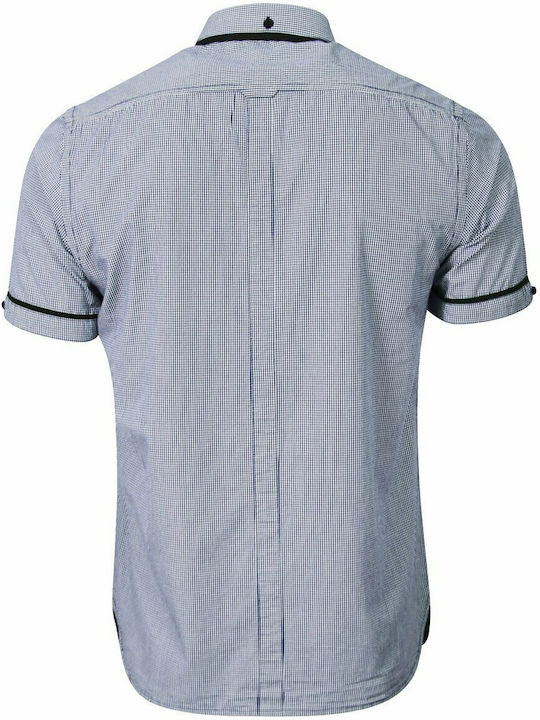 Tokyo Laundry Men's Shirt Short Sleeve Checked Midnight Blue