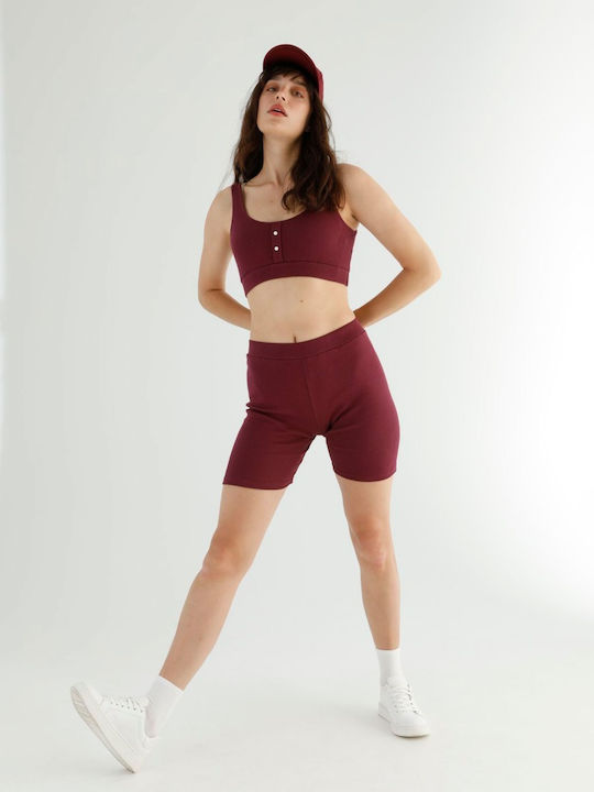 Siyah Inci Ausbildung Frauen-Set mit Fahrrad Leggings Bordeaux