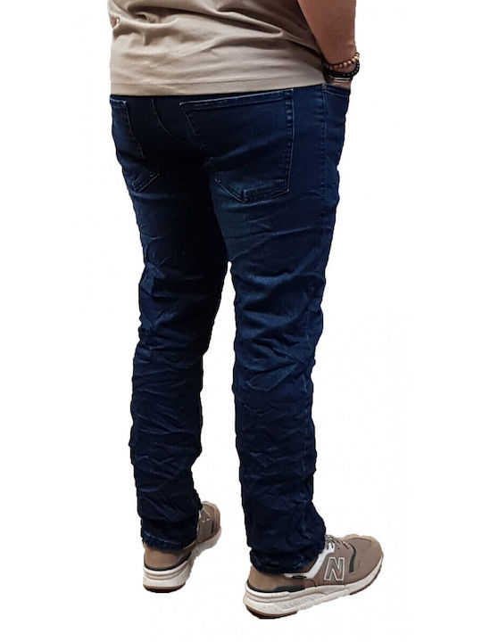 Elastic Men's Trousers in Slim Fit D Blue