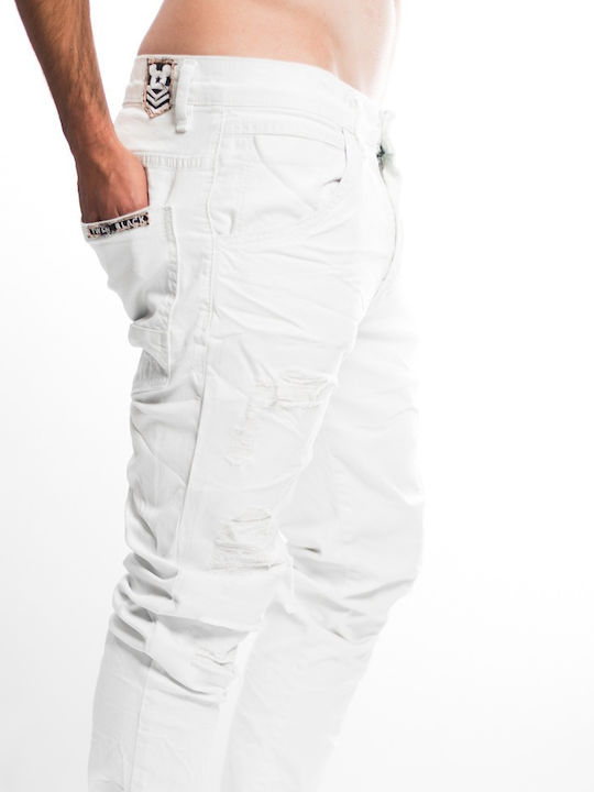 Men's Jeans Pants with Slim Fit White