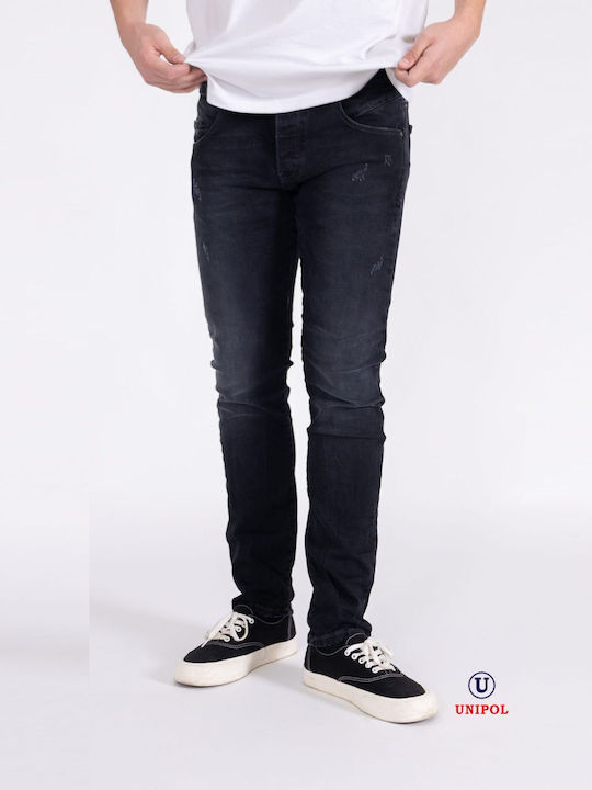 Men's Elastic Jeans Pants with Slim Fit Black