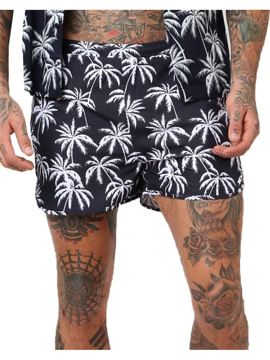 Costum de Baie Bărbați Pantaloni Scurți Albastru Marin/Alb cu Modele