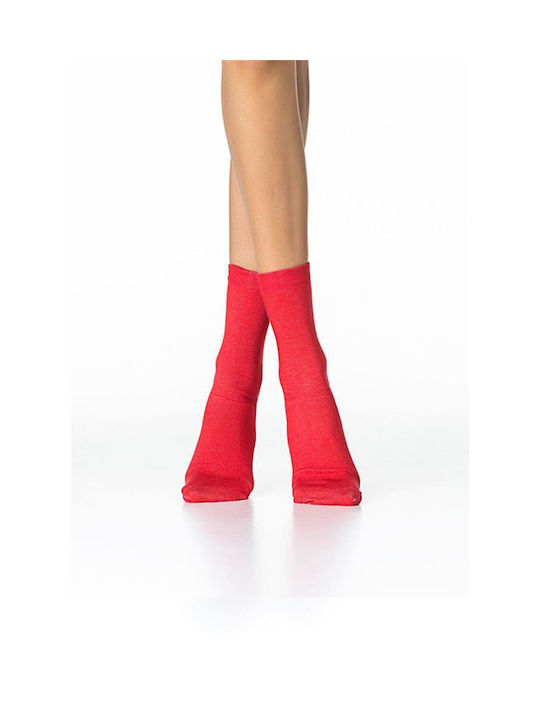 Inizio Women's Solid Color Socks RED