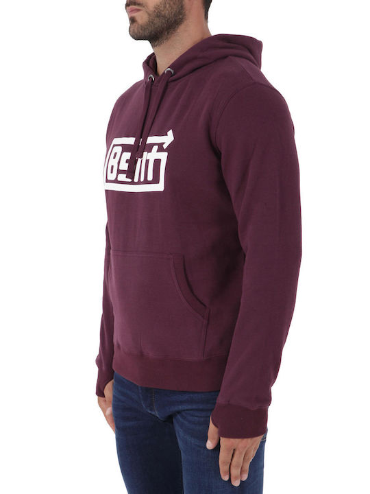 Basehit Herren Sweatshirt mit Kapuze und Taschen Wine