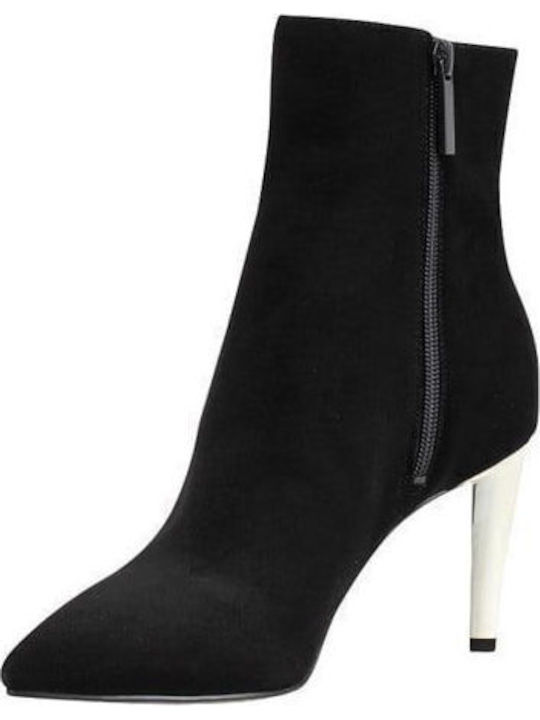 Zoe/01 Suede Γυναικεία Μποτάκια Μαύρα