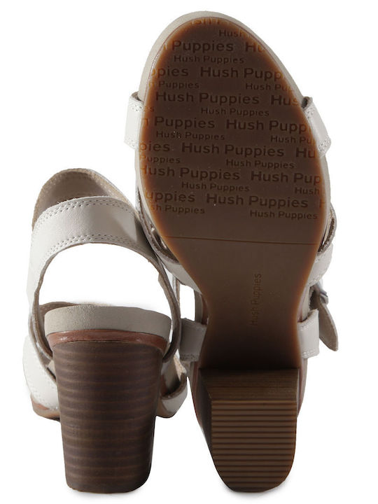 Hush Puppies Suede Women's Sandals Mariska Beige with High Heel