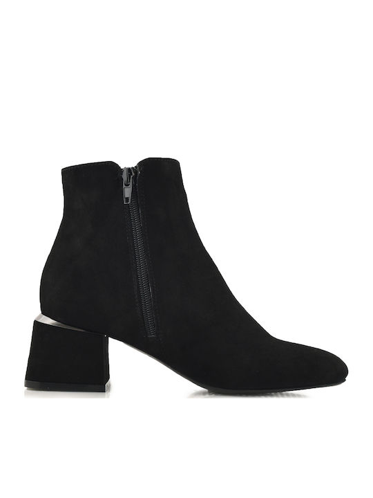 Wildleder Stiefeletten Damen mit Pelz Schwarz