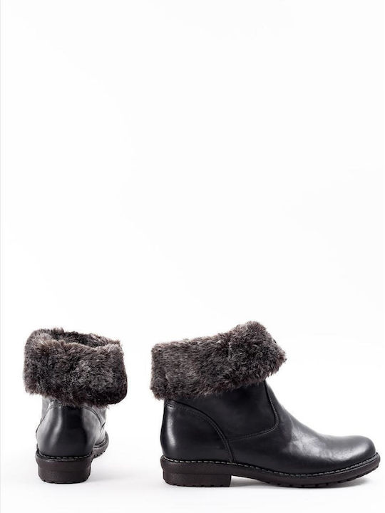Leder Stiefeletten Damen Schwarz