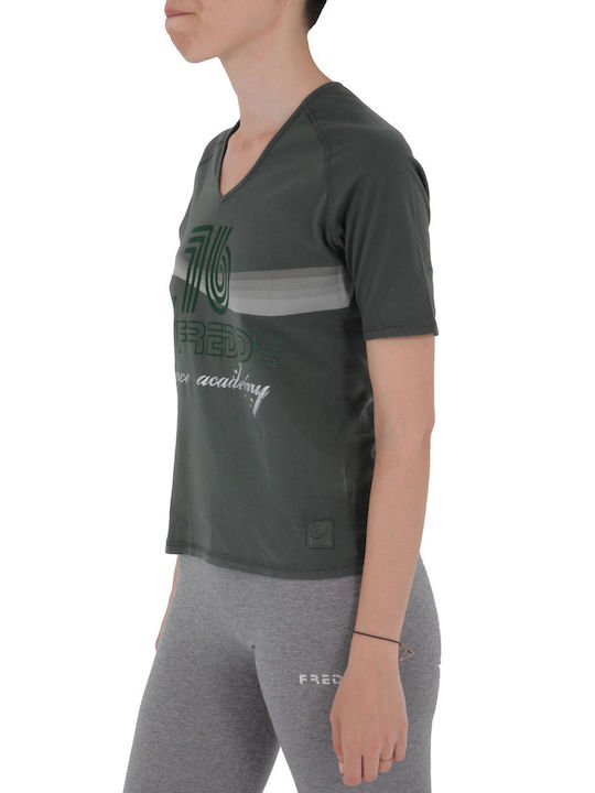 Freddy Damen Sportliches Bluse Kurzärmelig Khaki