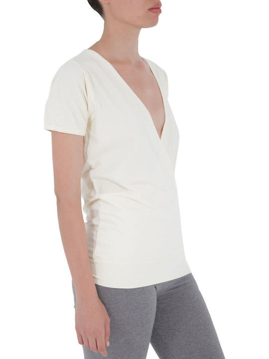 Damen Sport Bluse Kurzärmelig Weiß