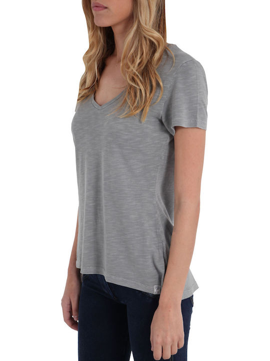 Freddy Women's Athletic T-shirt with V Neckline Polka Dot Gray