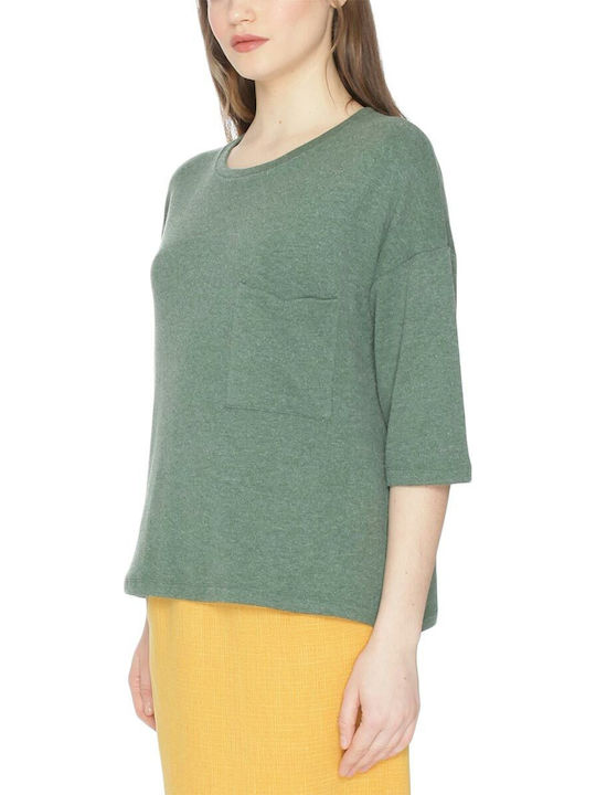 Pepaloves Women's Blouse with 3/4 Sleeve green