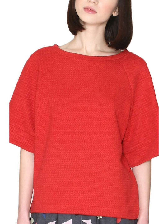 Pepaloves Women's Blouse with 3/4 Sleeve Red