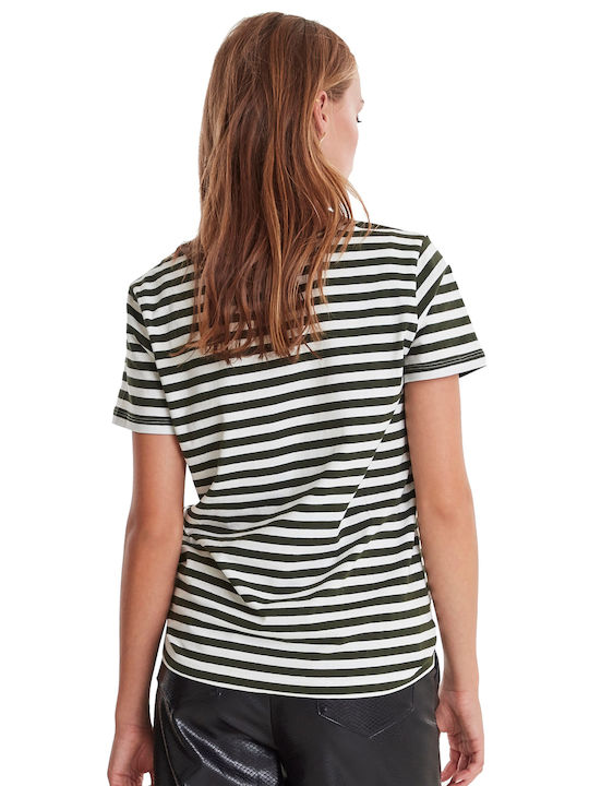 ICHI Short Sleeve Women's Blouse Striped RIGE (striped) 20110326-13390