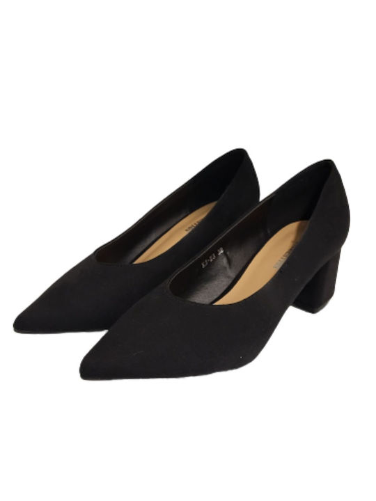 Plato Suede Pointed Toe Black Low Heels