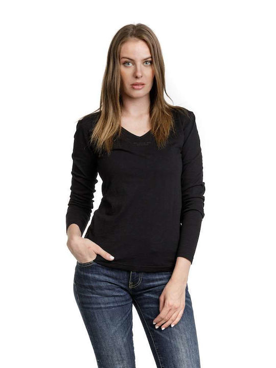 Devergo Damen Bluse Langärmelig Black