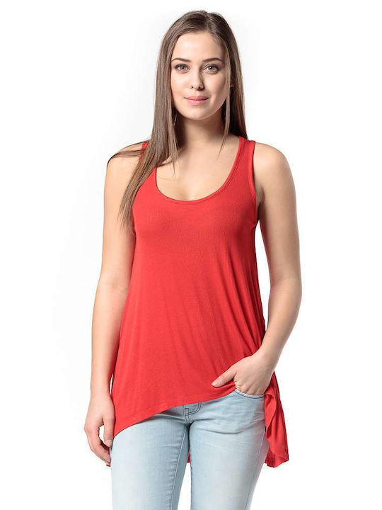 Devergo Damen Sportliches Bluse Ärmellos Red