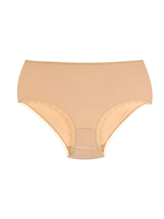 Donella Baumwolle Damen Slip MultiPack mit Spitze Beige.