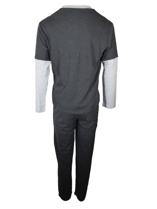 MEI Men's Winter Cotton Pajamas Set Charcoal