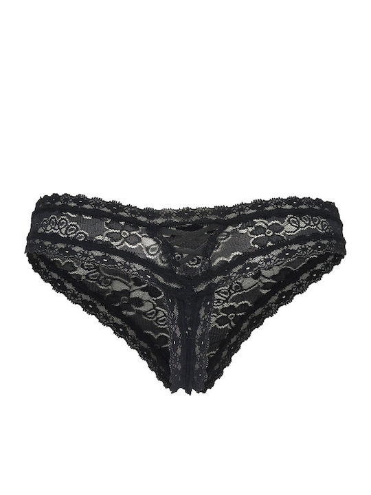 Bonito Women's String 2Pack with Lace Black