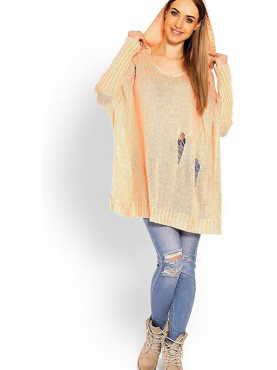 PeeKaBoo Damen Langarm Pullover mit Kapuze orange