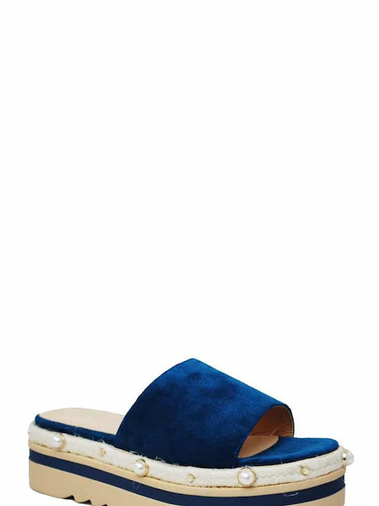 Favela Women's Flat Sandals Flatforms in Blue Color